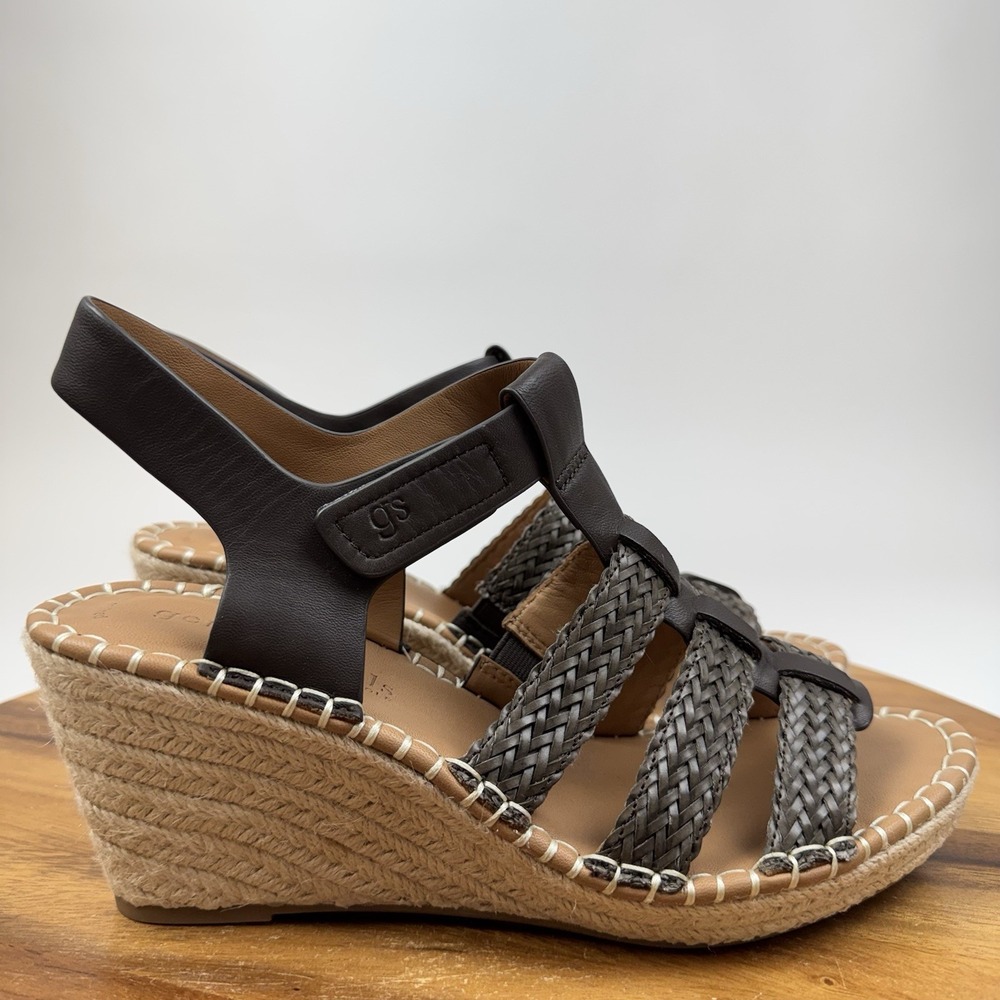 New Womens Gentle Souls Kenneth Cole Capelin Brown Leather Woven Wedges Size 10